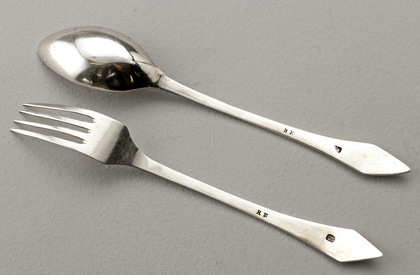 Cape Silver Lemoen Lepel and Konfyt Fork (Orange Spoon & Preserve Fork) - Pair, Jan Lotter